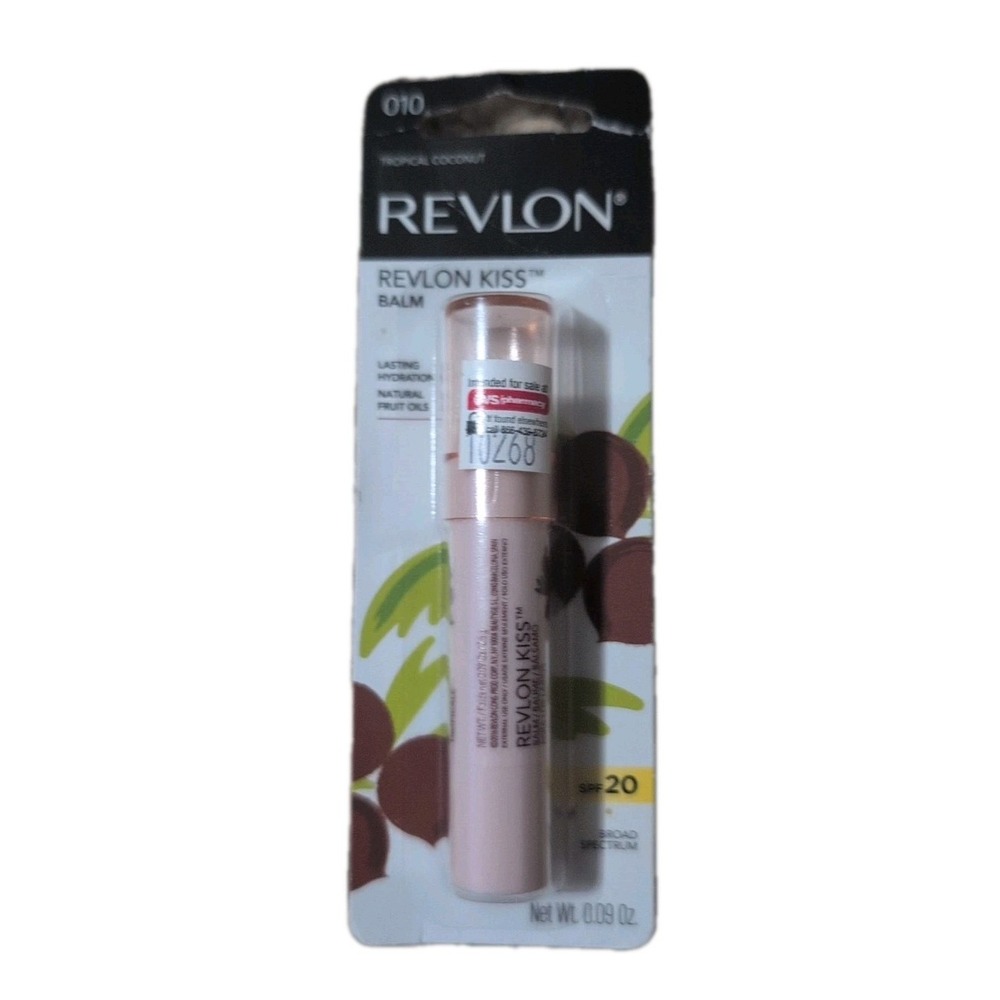 New REVLON Kiss Lip‎ Balm Stick, Tropical Coconut 10, SPF 20, 0.09 oz #010